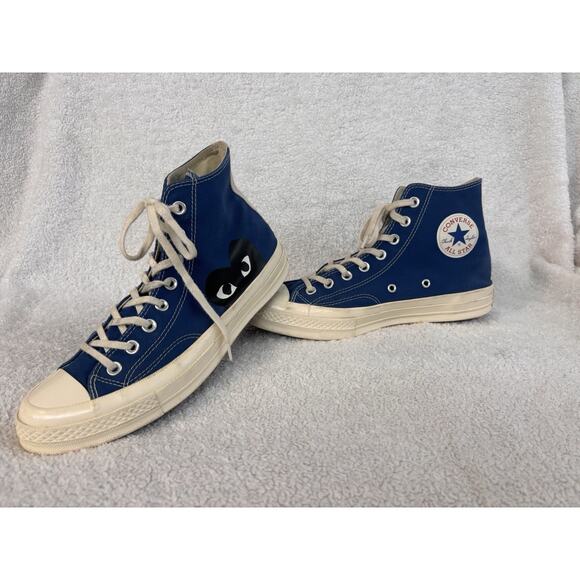 Converse x CDG PLAY Chuck 70 Hi Blue Mens Sneakers Comme des Garcons Mens 8 main image 5
